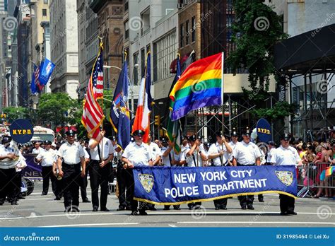 New York City Police Department Members At Gay Pride Parade Editorial