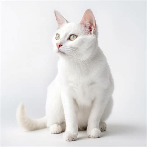 Un Gato Blanco Con Nariz Rosada Y Cola Amarilla Foto Premium