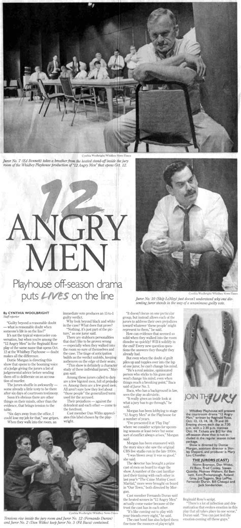 Twelve Angry Men Newspaper Article In Large Print 10 6 07