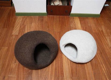 Letto Per Gatto Cuccia Gatto In Feltro Grotta 100 Lana Etsy Italia