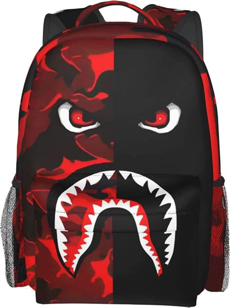 Vkaxopt Backpack Shark Teeth Camo Backpacks Travel Laptop Daypack Big Capacity