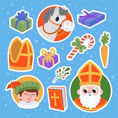 Colección de pegatinas planas de sinterklaas Vector Gratis