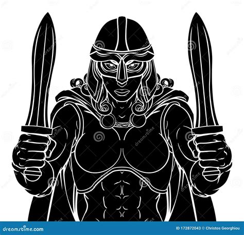 Viking Trojan Spartan Celtic Warrior Knight Woman Stock Vector Illustration Of Mascot Ancient