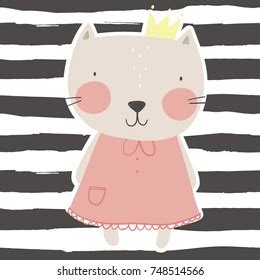 Cute Princess Cat Vector Print Stock Vector Royalty Free