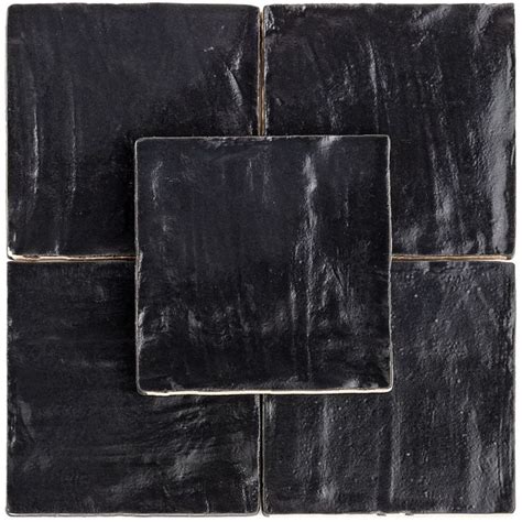 Montauk Jet 4x4 Black Ceramic Wall Tile With Satin Finish Amagansett