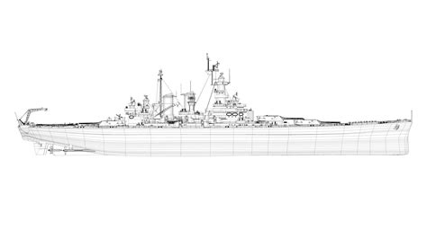 North Carolina Class Battleship 3D model rigged | CGTrader