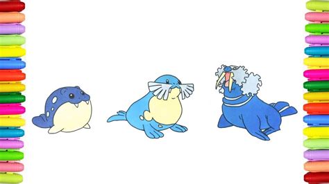 Pokemon Coloring Pages Spheal Sealeo And Walrein Youtube