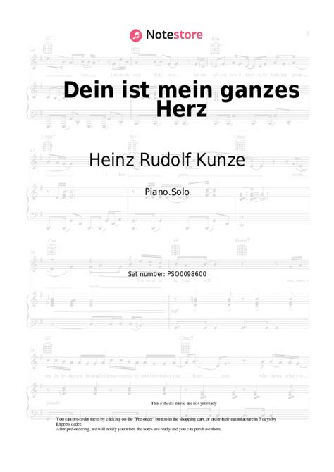 Heinz Rudolf Kunze Dein Ist Mein Ganzes Herz Piano Sheet Music In