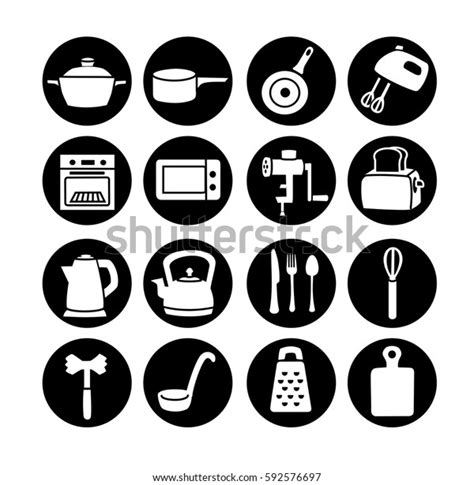 Kitchen Equipment Icons Set Stock Vector Royalty Free