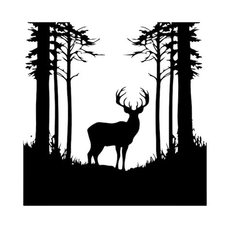 Premium Vector Deer Black Silhouette Isolated On White