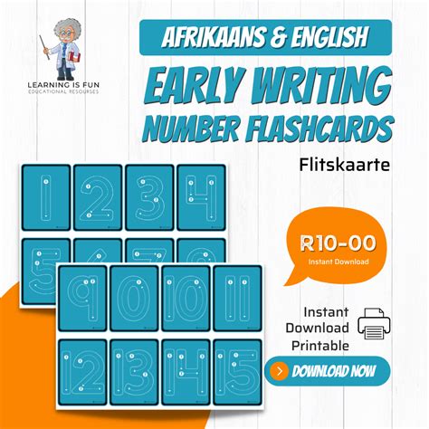 Afrikaans And English Number Early Writing Flashcards 1 20 • Teacha