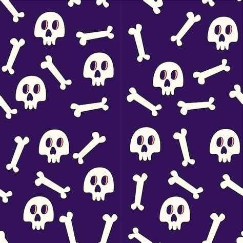 Premium Vector Halloween Seamless Pattern With Bones And Skulls