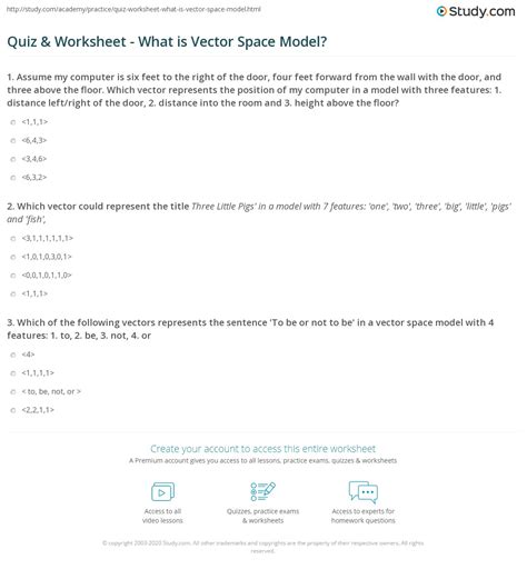 Quiz And Worksheet What Is Vector Space Model