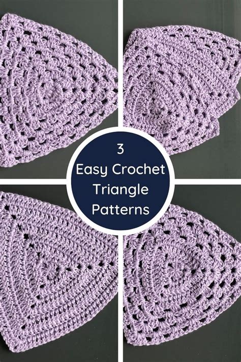 Three Crochet Triangle Patterns With The Text Easy Crochet Triangle