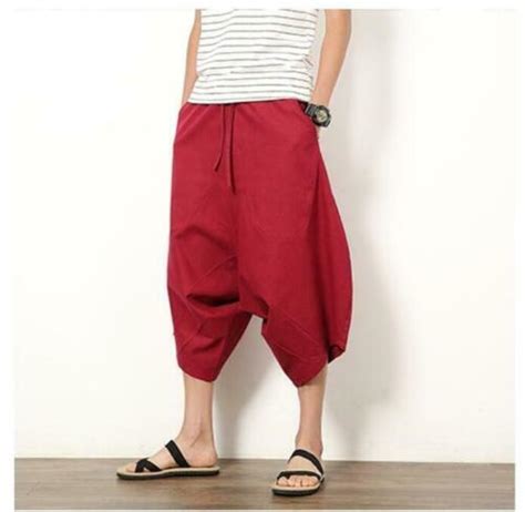 Men Summer Harem Loose Hakama Linen Cotton Japanese Samurai Boho Pant Trouser Fs Ebay