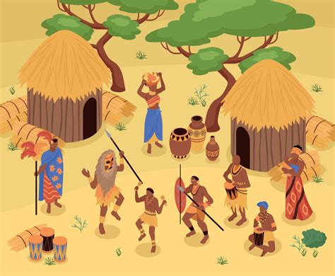 African Village Isometric Composition 28704830 Vector Art At Vecteezy