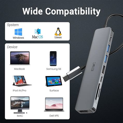 Hub USB C Adaptador JESWO 8 En 1 USB C A HDMI Con Puerto De Datos USB