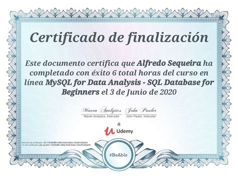 Certificado de finalización del curso de Udemy Udemy Outils de