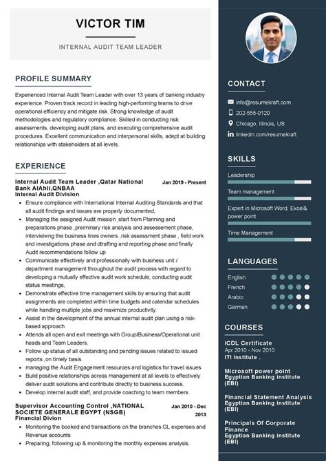 Internal Audit Team Leader Cv Sample In Resumekraft