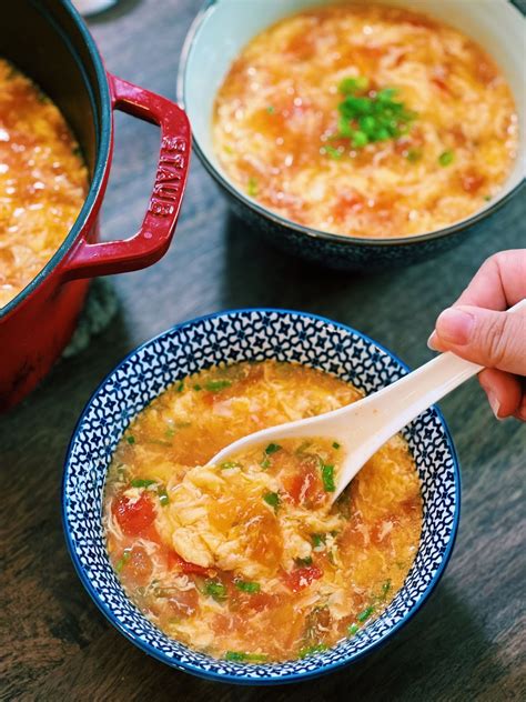 15 Minute Healthy Vegetarian Friendly Tomato Egg Drop Soup Tiffy Cooks