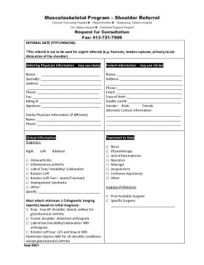 Fillable Online Swl Orthopaedic Referral Form Shoulder Fax Email Print