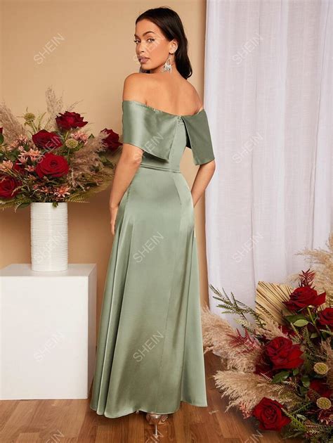 Shein Belle Off Shoulder Satin Bridesmaid Dress Shein Uk