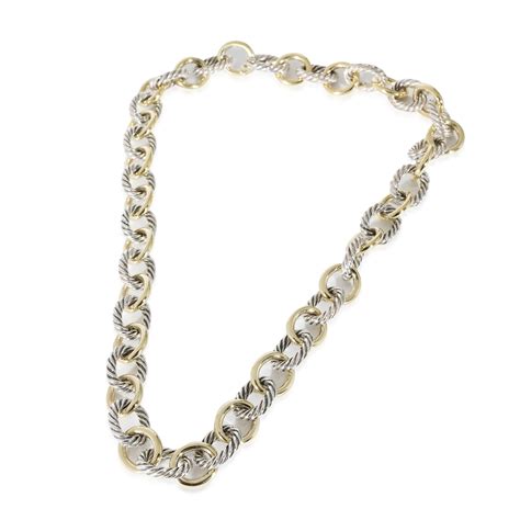 David Yurman Large Oval Link Necklace In K Yellow Gold Sterling