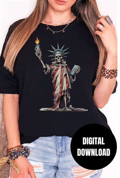 Statue Of Liberty Skeleton PNG Funny Patriotic Halloween Skull Lover