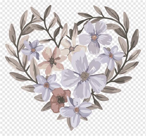 Corona de corazón con adornos florales png PNGWing