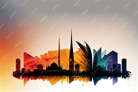 Premium AI Image | Skyline landmarks in surabaya with a translucent layered gradient