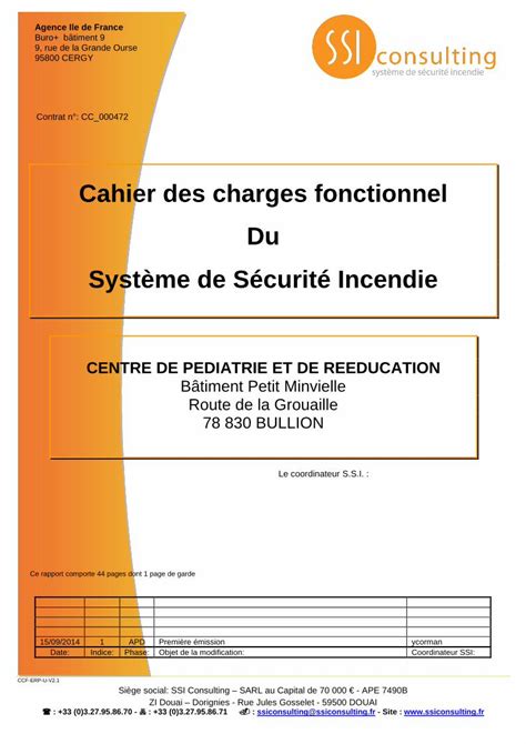 Pdf Cahier Des Charges Fonctionnel Du Syst Me De S Curit Ccf Erp U