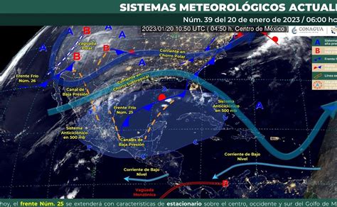 Clima en México frente frío No 25 se mantendrá estacionario