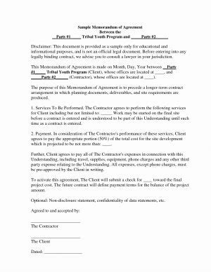 Understanding Agreement Sample Memorandum Of Understanding Example