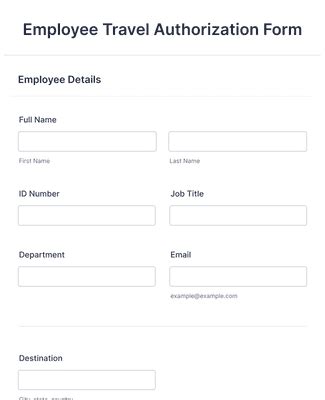 Employee Travel Authorization Form Template Jotform