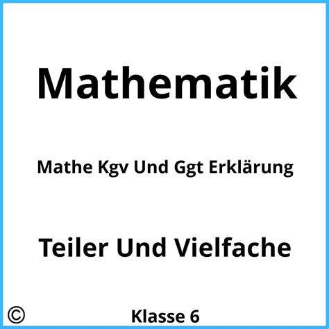 Mathe Kgv Und Ggt Erkl Rung