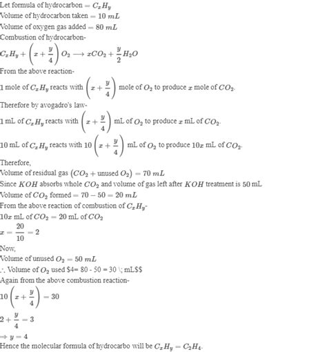 26 When 30 ML Of A Gaseous Hydrocarbon Is Exploded With 200 ML Of