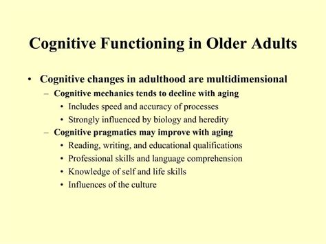 PPT Chapter 18 Cognitive Development In Late Adulthood PowerPoint