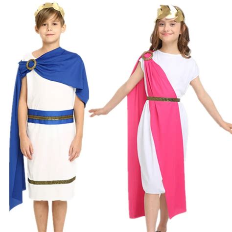 Greek Toga Costume For Boys Girls Kids Ancient Greece Prince Princess