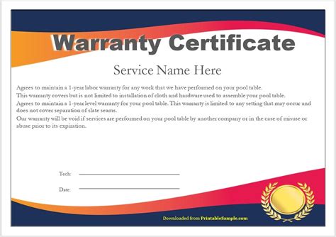 Warranty Certificate Template