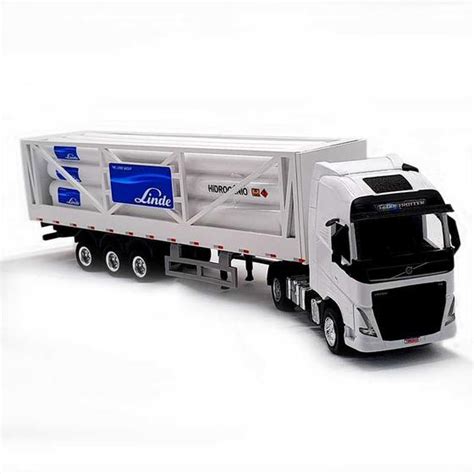 Miniatura Caminh O Volvo Fh R D X E Carreta Hidrog Nio De Tubos