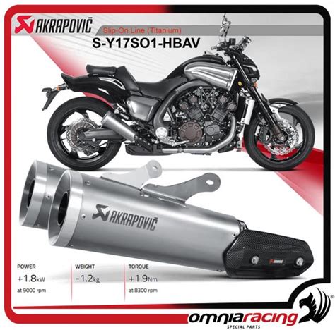 Akrapovic Slip On Titanio Per Yamaha VMax 1700 2009 09 Terminali Di