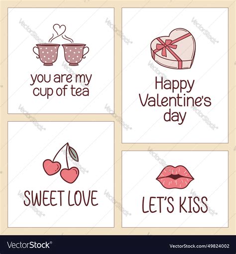 Cute romantic cards set Royalty Free Vector Image