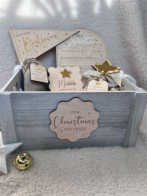 Personalised Christmas Eve Crate Wooden Xmas Eve Crate Medium Or