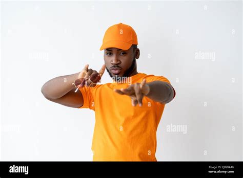 Cool African Guy Urban Lifestyle Orange Outfit Stock Photo Alamy