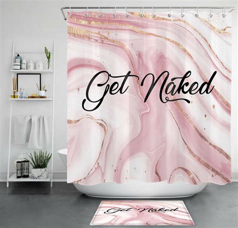 Inpercust Artistic Pink And Gold Marble Shower Curtain With Playfulget