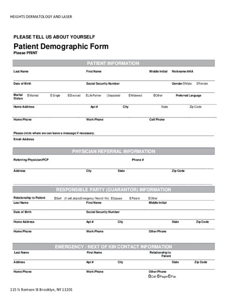 Fillable Online Patient Demographic Form Fill Online Printable Fillable Fax Email Print