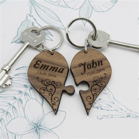 Personalised Couples Romantic Joining Heart Keyrings | Funky Hampers