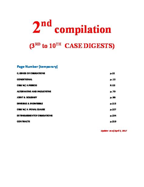 1A ObliCon COMPILATION Of 3rd To 10th Case Digest Latest Update As