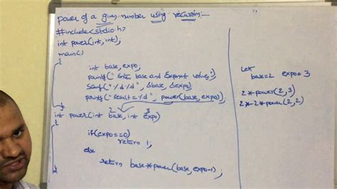 C Program To Calculate Power Of A Given Number Using Recursion Youtube
