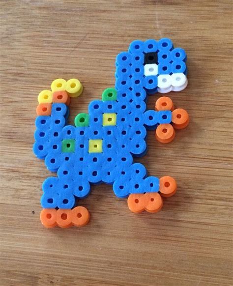 Perler Bead Dinosaur On Etsy 2 00 Melting Beads Perler Bead